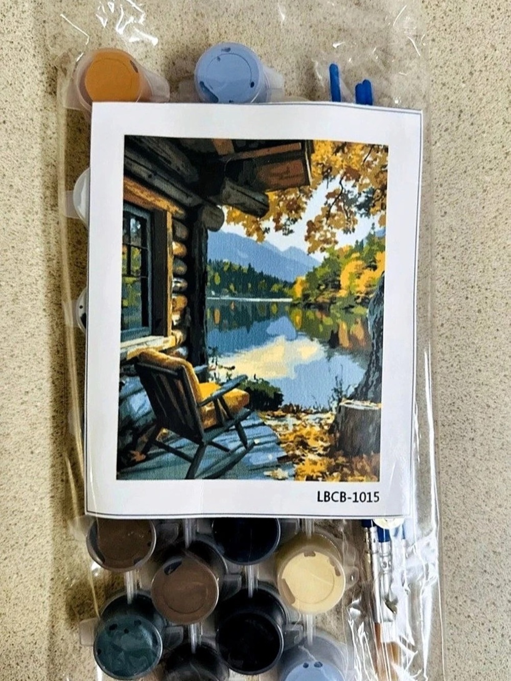 Paint by Numbers Kit for Adults-Autumn Lake Landscape Cabin Adult 16x20inch NEW